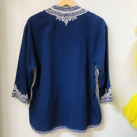 Caro of Honolulu Embroidered Blouse / Navy【01144】