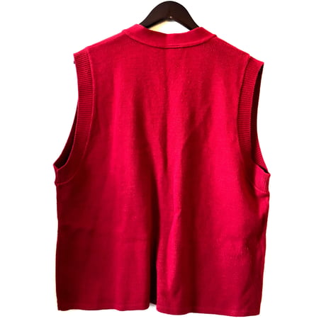 80s Red knit vest【00406】