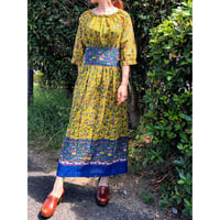 70s Yellow gauze dress【00327】