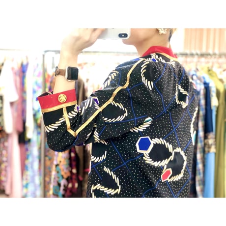 Jeanne Marc black length cardi jacket【00960】
