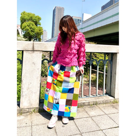 70s Patchwork maxi skirt【01116】
