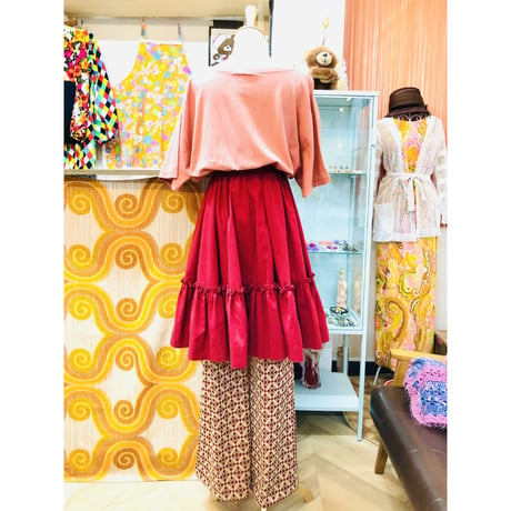 Vintage burgundy tired skirt【01111】