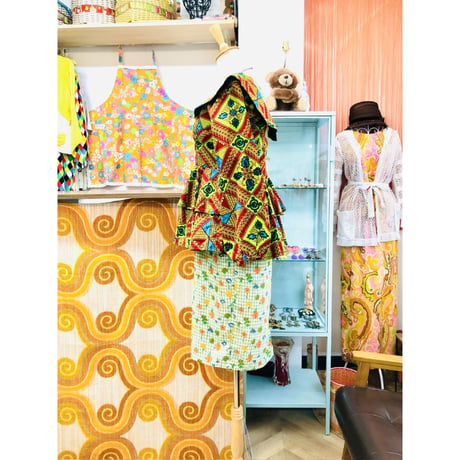 Green peplum african batik top【01178】