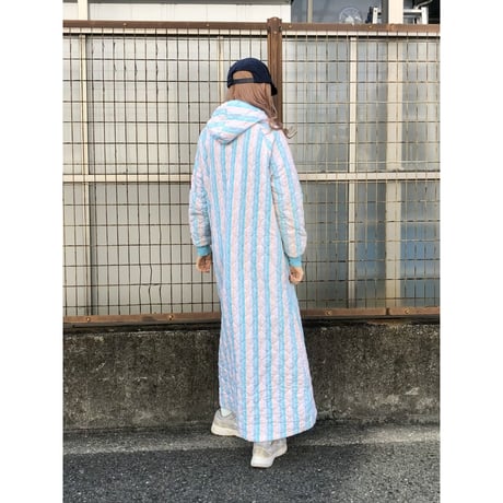 70s Sears Quilted hooded dress【01412】