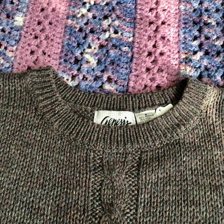 Brown knit vest【01373】
