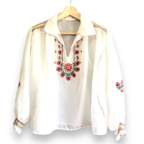 Vintage floral embroidery blouse【01514】