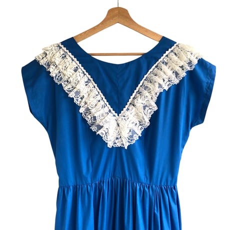 80s Blue midi dress【01320】
