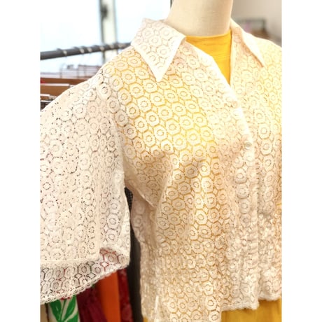 Vintage lace butterfly sleeve top【01203】