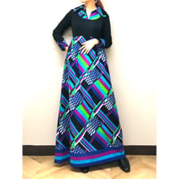 60s Multicolor maxi dress【00546】