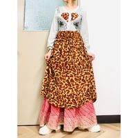 80s indian rayon leopard dress【00927】