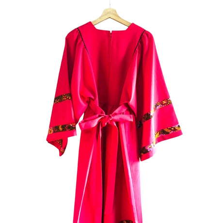 70s Pink hippie maxi dress【01146】
