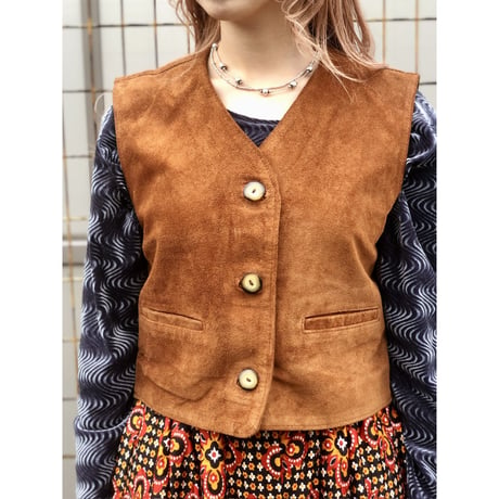 Vintage suade vest【01375】