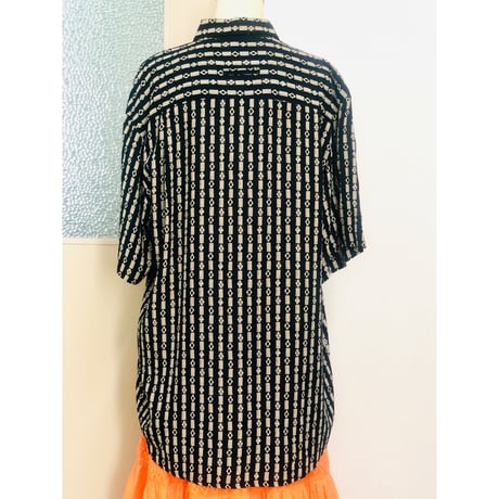 Rayon black big shirt【00706】