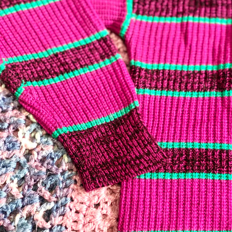 Purple border knit sweater【01372】