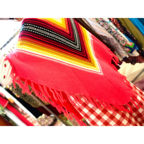 70s Knit poncho【01027】
