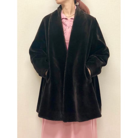 60s Blown fake fur coat【00511】