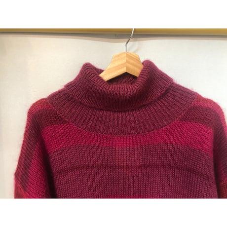 80s Pink border knit sweater【01058】