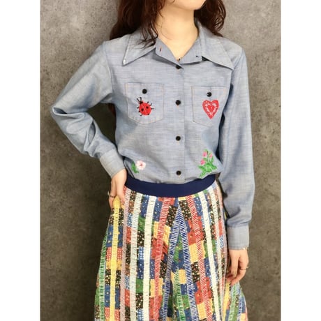 70s Chambray blouse【01466】