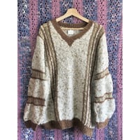 Brown design knit sweater【01338】