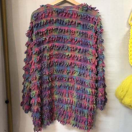 80-90s Pink plaid fringe jacket【01258】