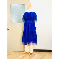 70s Blue mexican dress【00694】