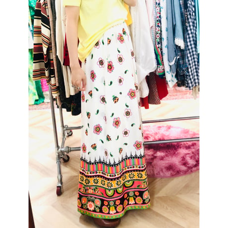 White wrap maxi skirt【00713】