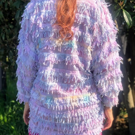 Paula Sweet Muslin Mink pastel color fringe jacket【00204】