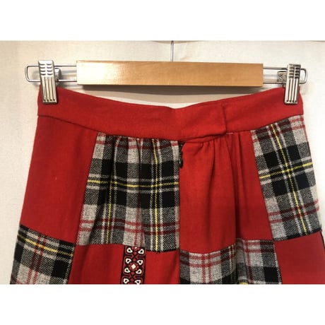 70s Wool patchwork maxi skirt【01052】