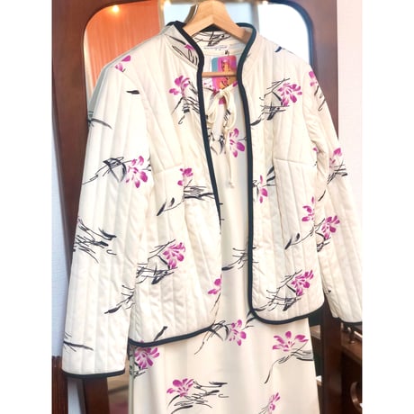 70-80s Dress & Quilted jacket 2PC【01055】