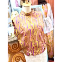 Vintage geometry sleeveless blouse【01199】