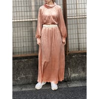 Pink volour maxi dress【01356】