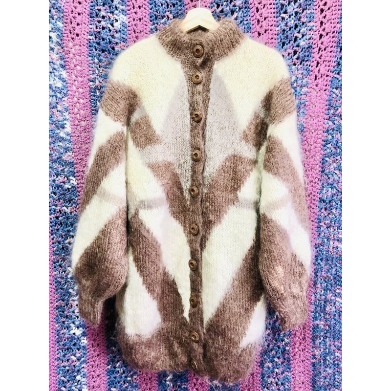Brown mohair long cardigan【01344】 | Vintage & U