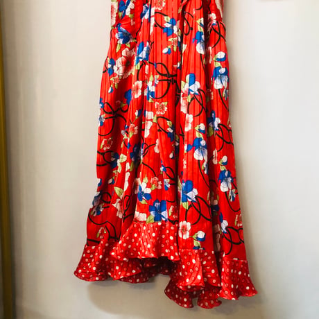 Diane Freis Red floral ruffled dress【01115】