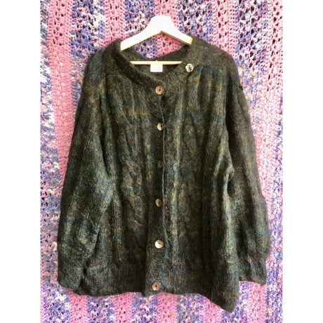 Dark green mohair cardigan【01342】