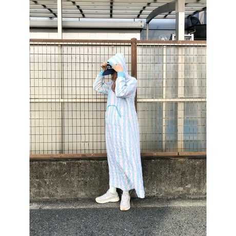 70s Sears Quilted hooded dress【01412】