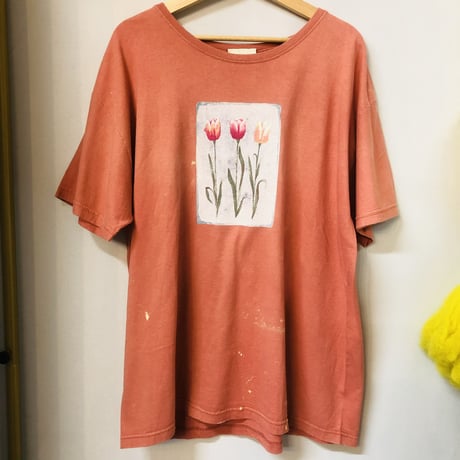 90s Flower Art tee / Pink【01165】