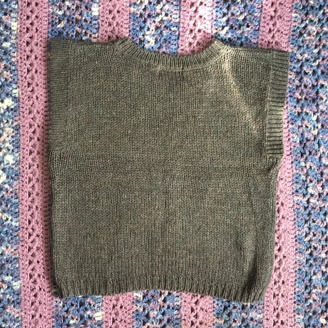 Brown knit vest【01373】