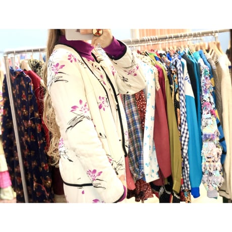 70-80s Dress & Quilted jacket 2PC【01055】