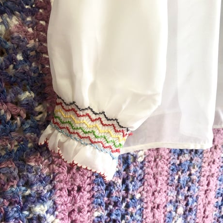 Vintage floral embroidery blouse【01514】