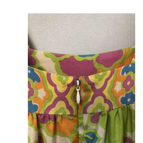 60-70s Flower power silk tunic【00992】