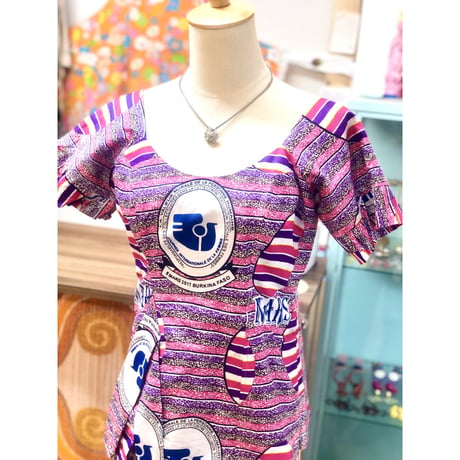 Pink×Purple african batik top【01175】