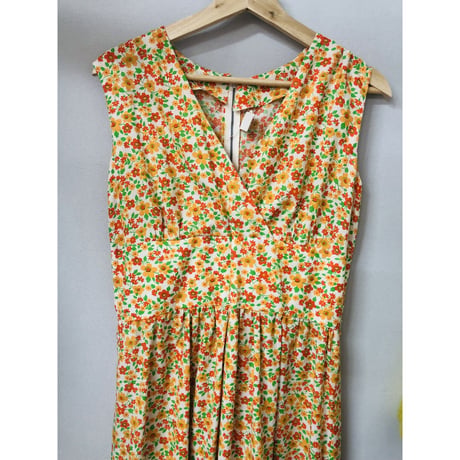 60s Flower print maxi dress【00721】