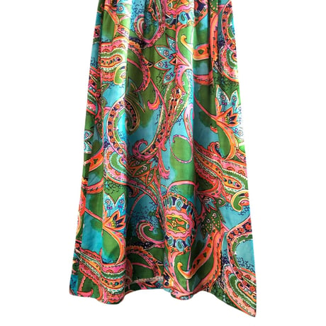 70s Paisley sleeveless maxi dress【01449】