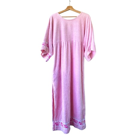 70s Pink pile maxi dress【01428】