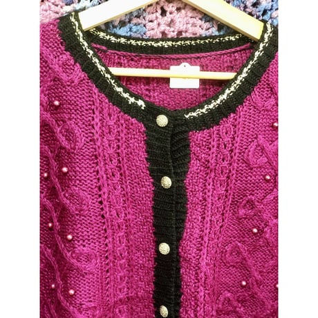 Purple fake perl design cardigan【01355】