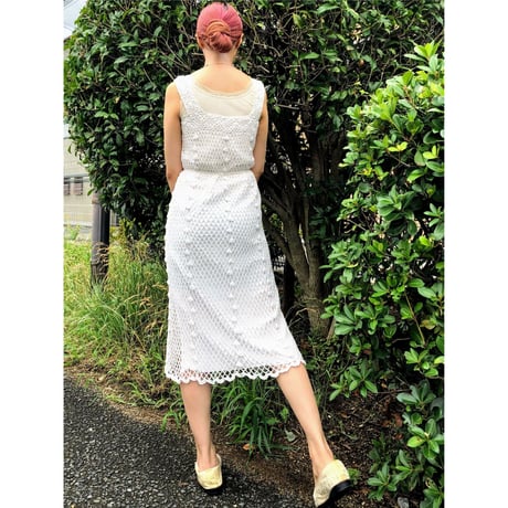 80-90s Sleeveless crochet dress【00363】