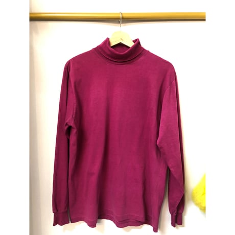 90s Turtleneck cotton top / PINK【01019】