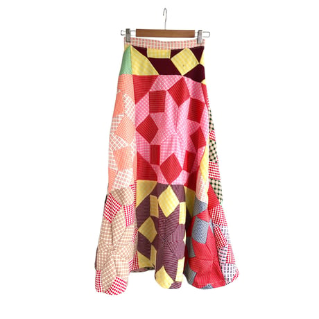 70s Handmade patchwork maxi skirt【01318】