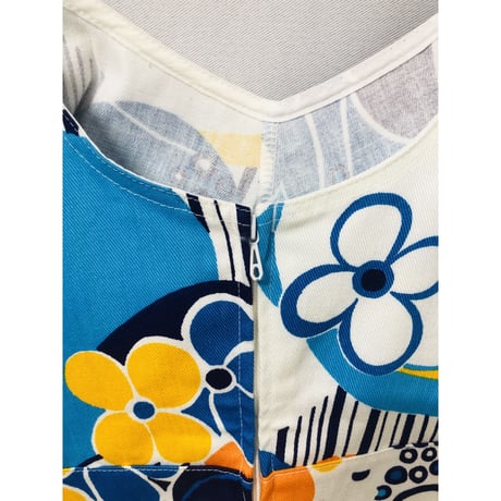 Vintage BLUE floral sun dress【00824】