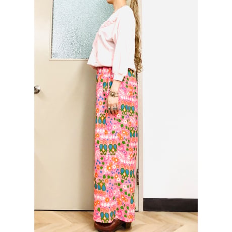 80s Pink Beaded Appliqué top【00943】